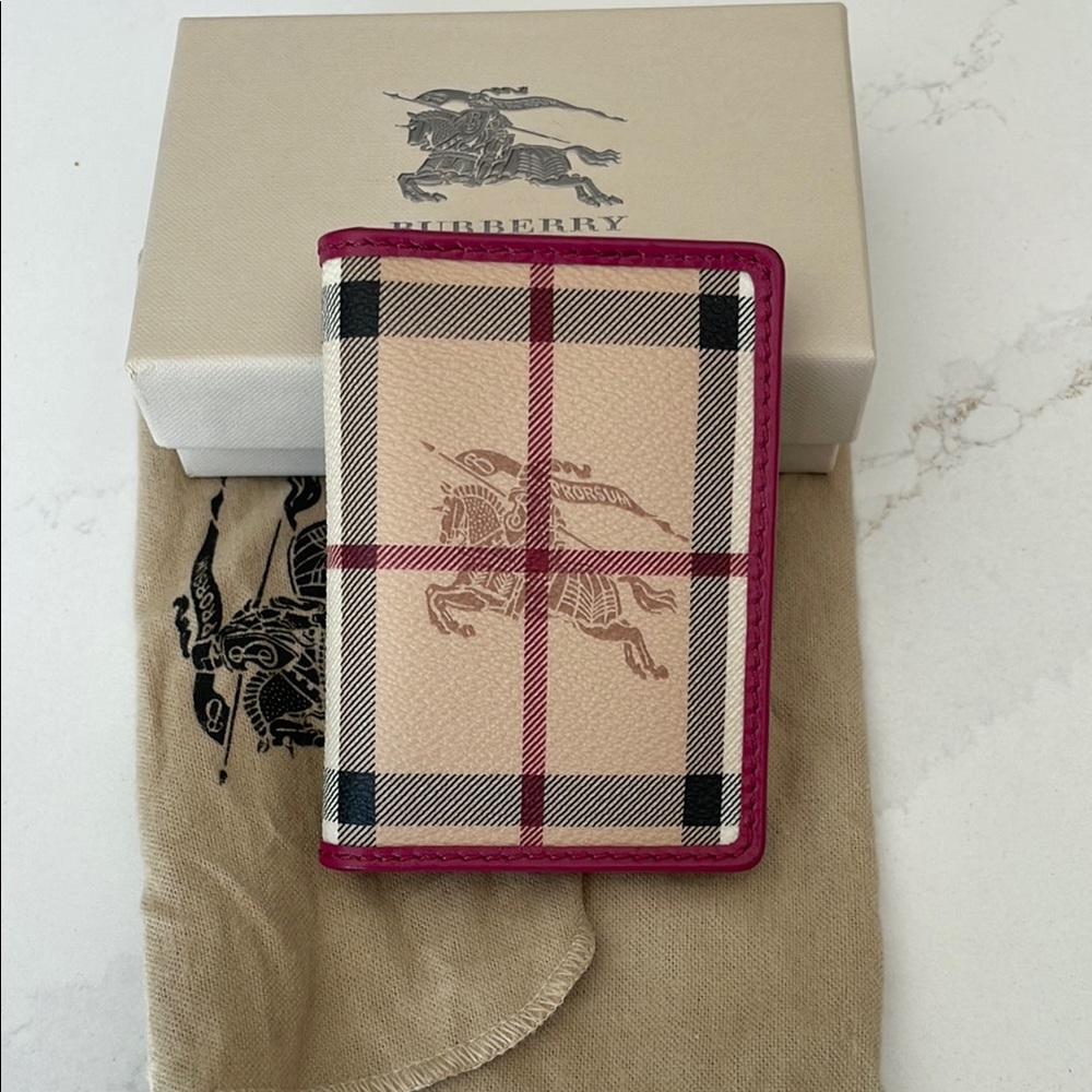 Burberry Cream and Pink Key Card Holder
